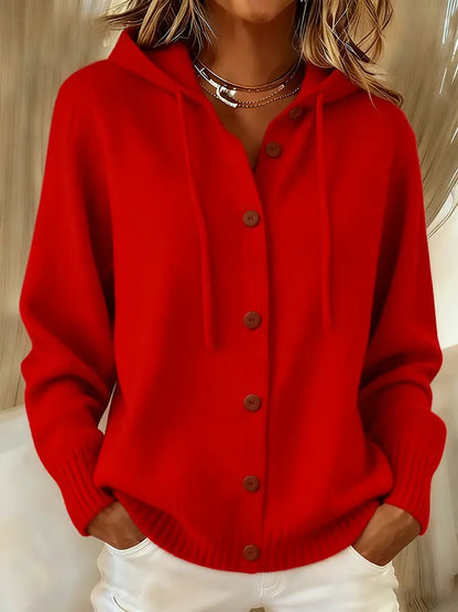 Cardigan Donna con Cappuccio in Maglia Morbida