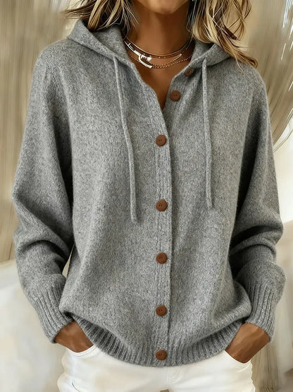 Cardigan Donna con Cappuccio in Maglia Morbida