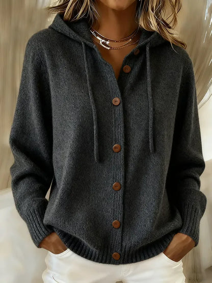 Cardigan Donna con Cappuccio in Maglia Morbida