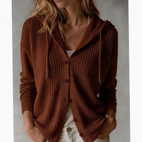 Cardigan Donna con Cappuccio e Tasche Laterali