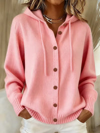Cardigan Donna con Cappuccio in Maglia Morbida