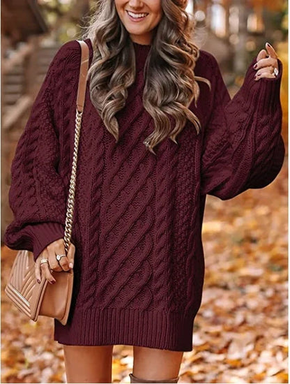Abito Maglione Donna Oversize Maniche a Sbuffo