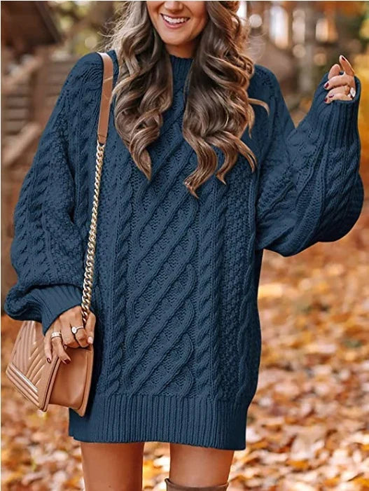 Abito Maglione Donna Oversize Maniche a Sbuffo
