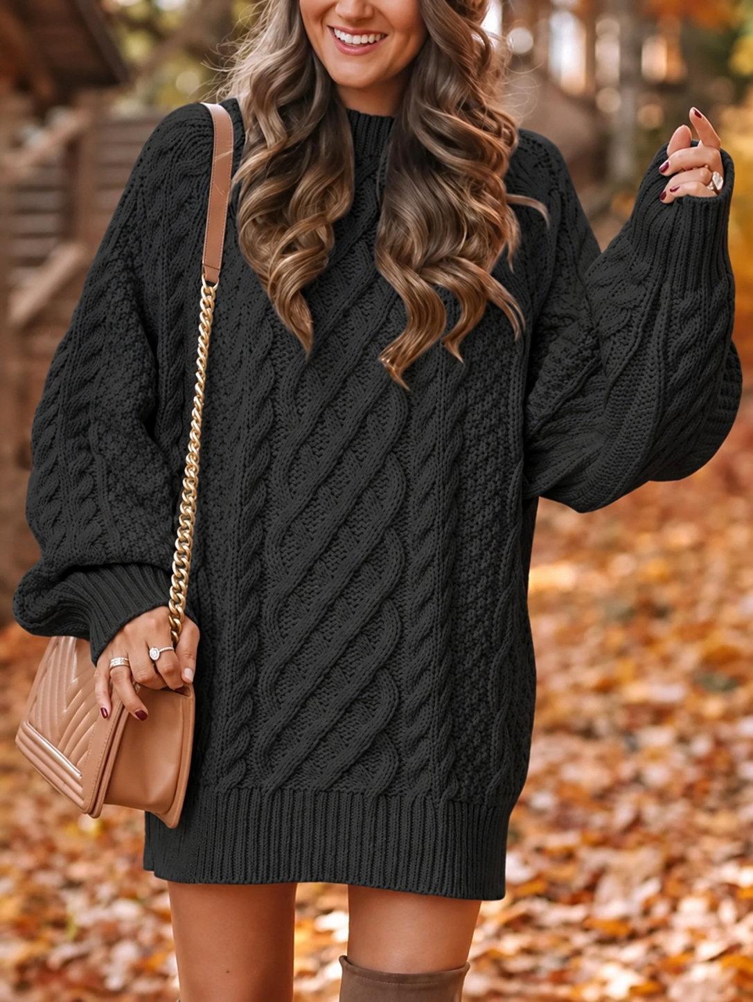 Abito Maglione Donna Oversize Maniche a Sbuffo
