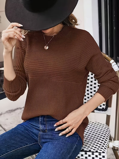 Maglione Donna Oversize Girocollo con Spacchi Laterali
