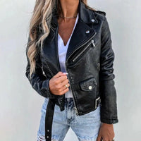 Giacca Biker Donna Corta con Zip Asimmetrica