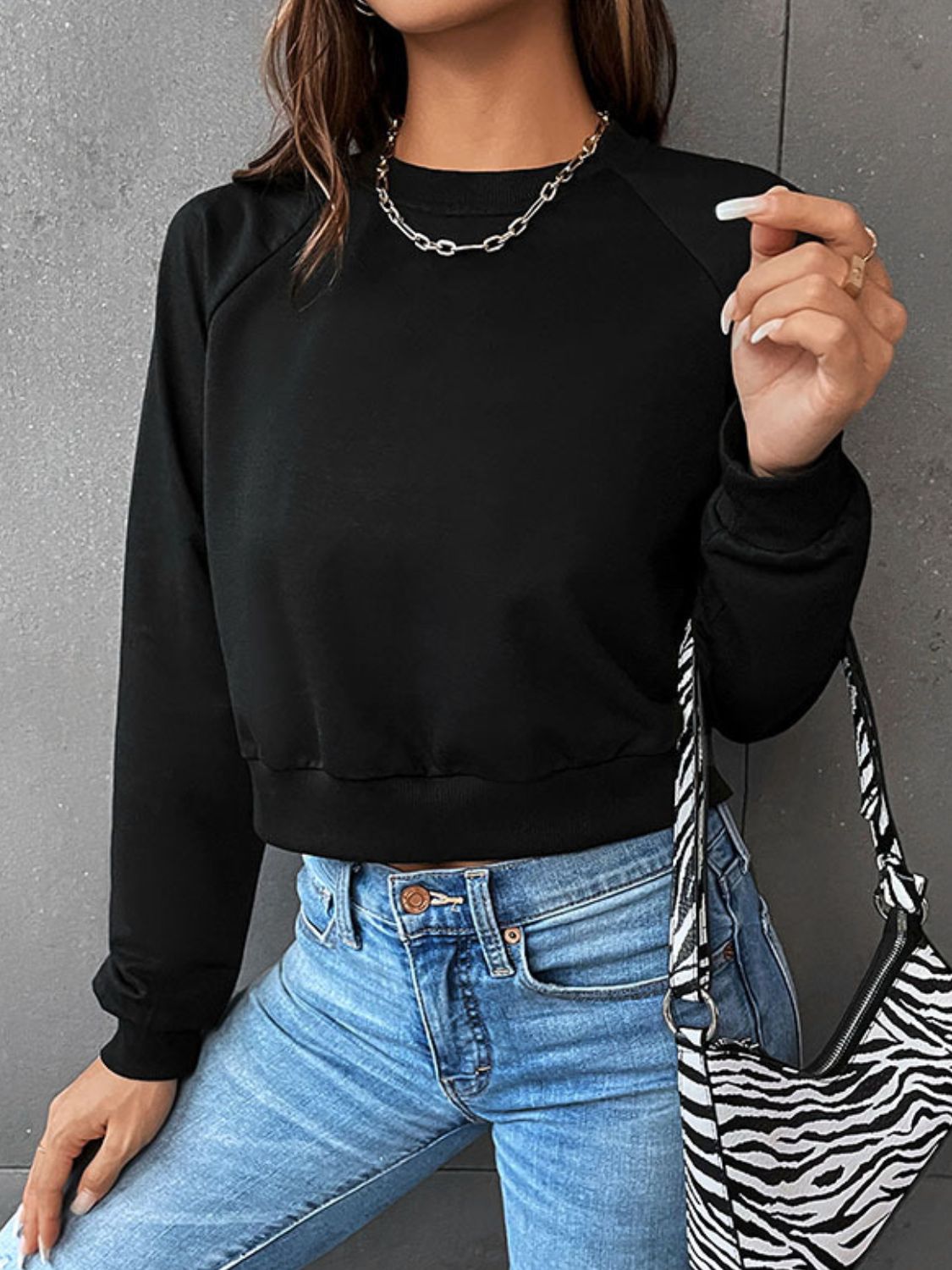 Felpa Corta Donna Girocollo Maniche Raglan