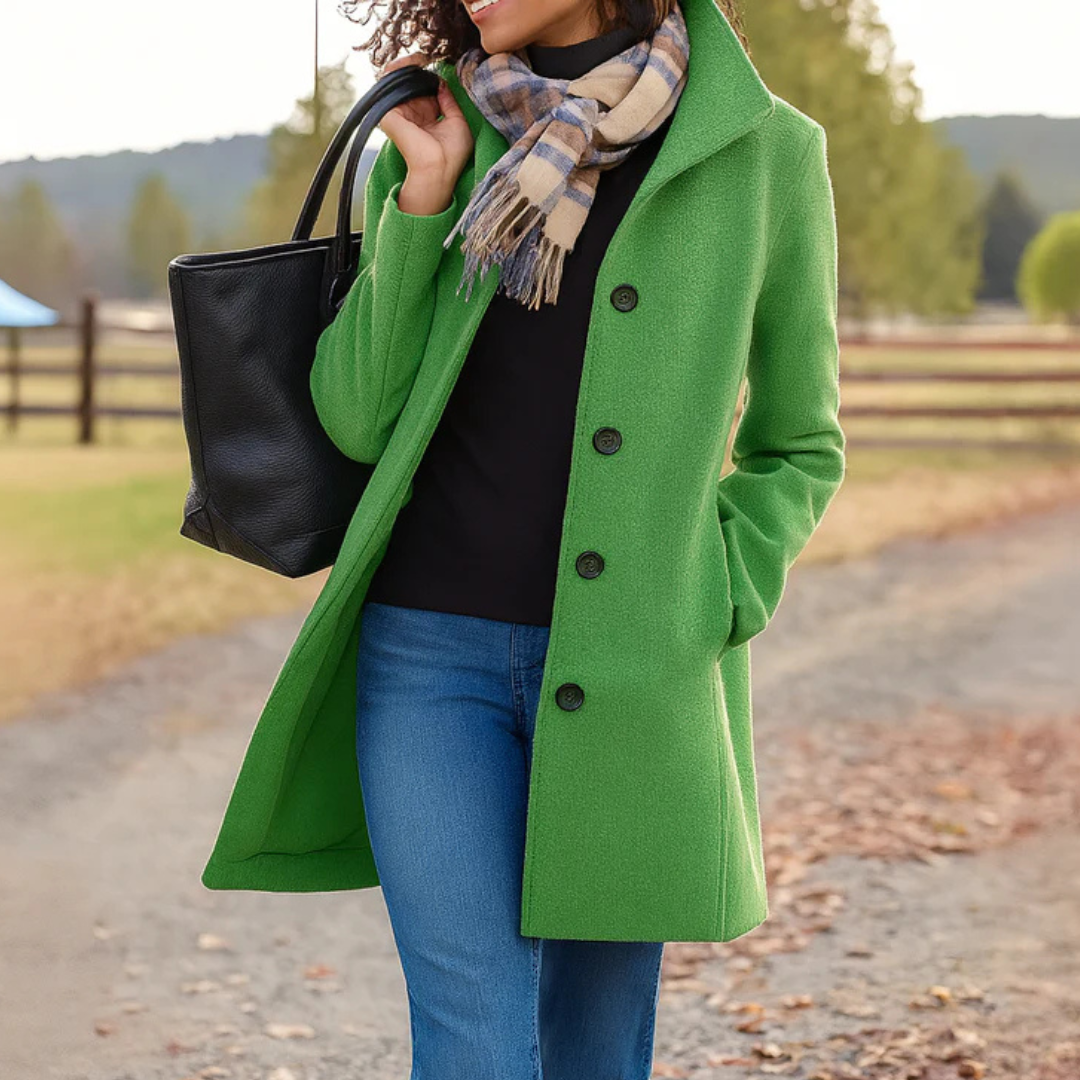 Cappotto Elegante Donna con Collo Alto Abbottonato