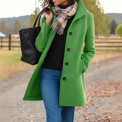 Cappotto Elegante Donna con Collo Alto Abbottonato