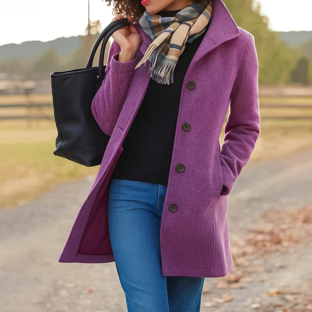 Cappotto Elegante Donna con Collo Alto Abbottonato