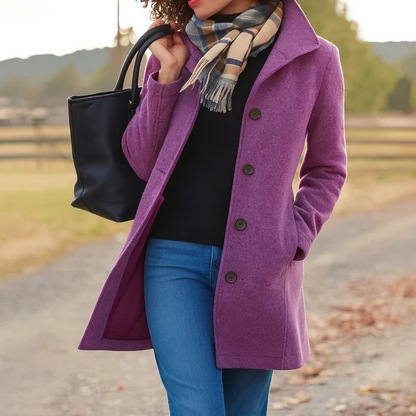 Cappotto Elegante Donna con Collo Alto Abbottonato