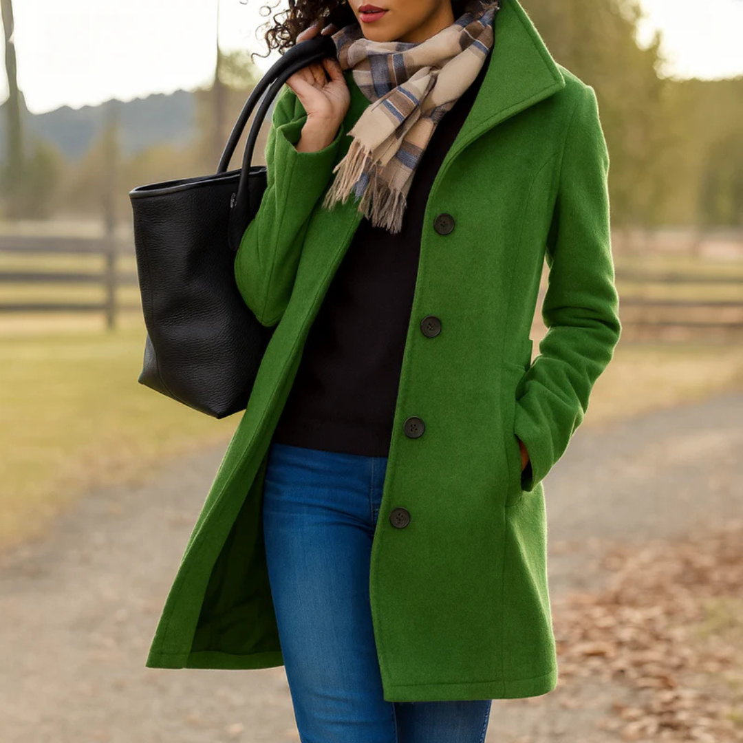 Cappotto Elegante Donna con Collo Alto Abbottonato