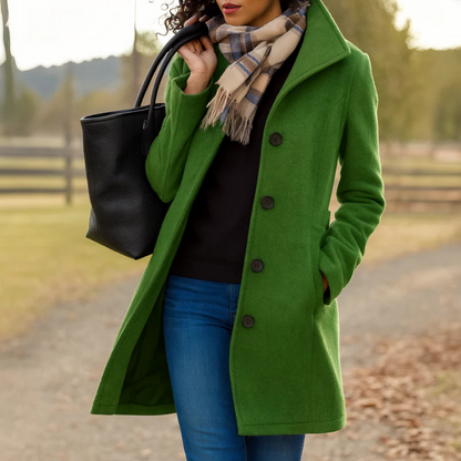Cappotto Elegante Donna con Collo Alto Abbottonato