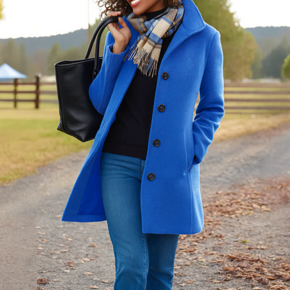 Cappotto Elegante Donna con Collo Alto Abbottonato