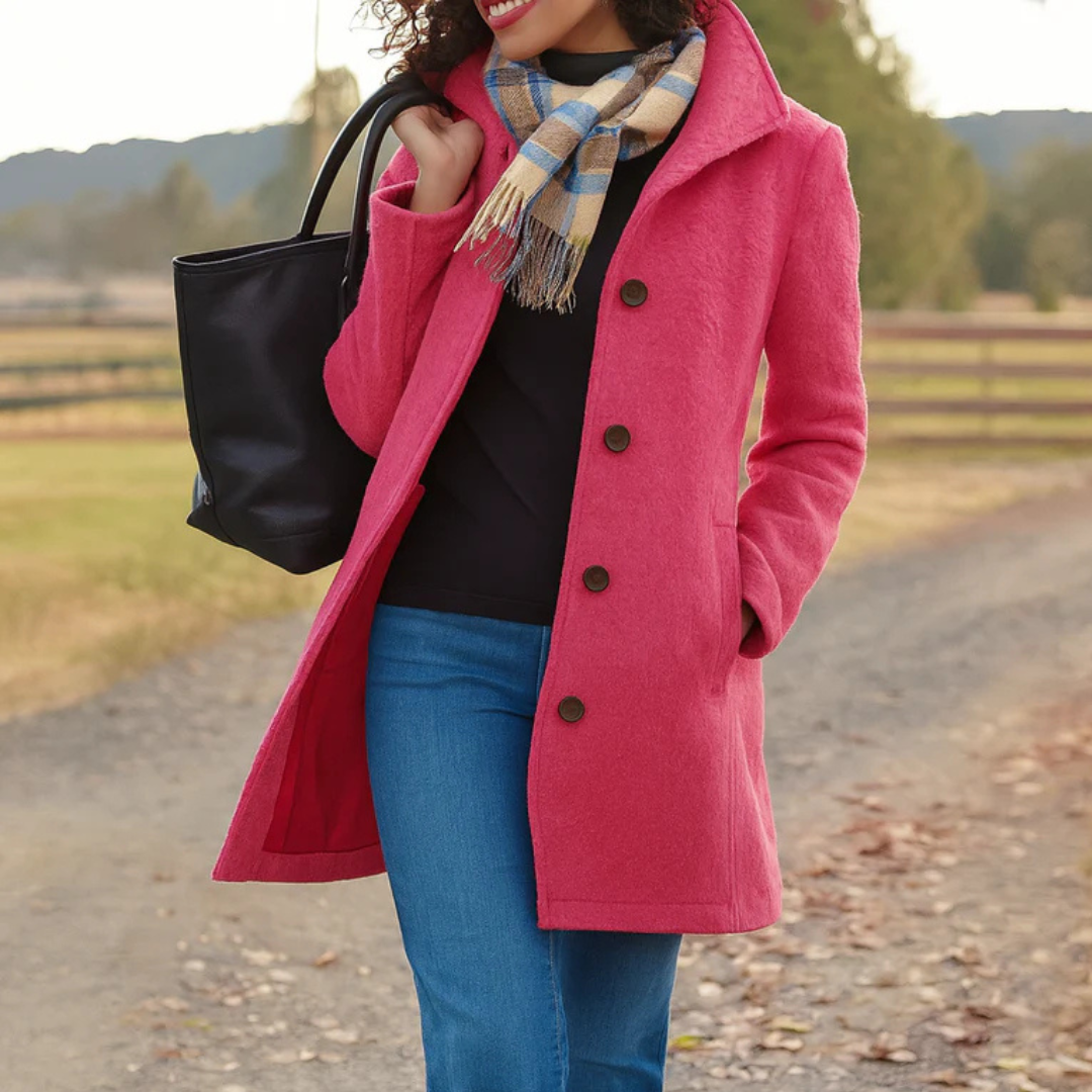 Cappotto Elegante Donna con Collo Alto Abbottonato