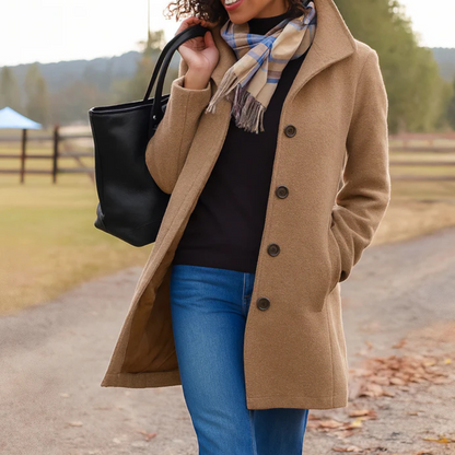 Cappotto Elegante Donna con Collo Alto Abbottonato