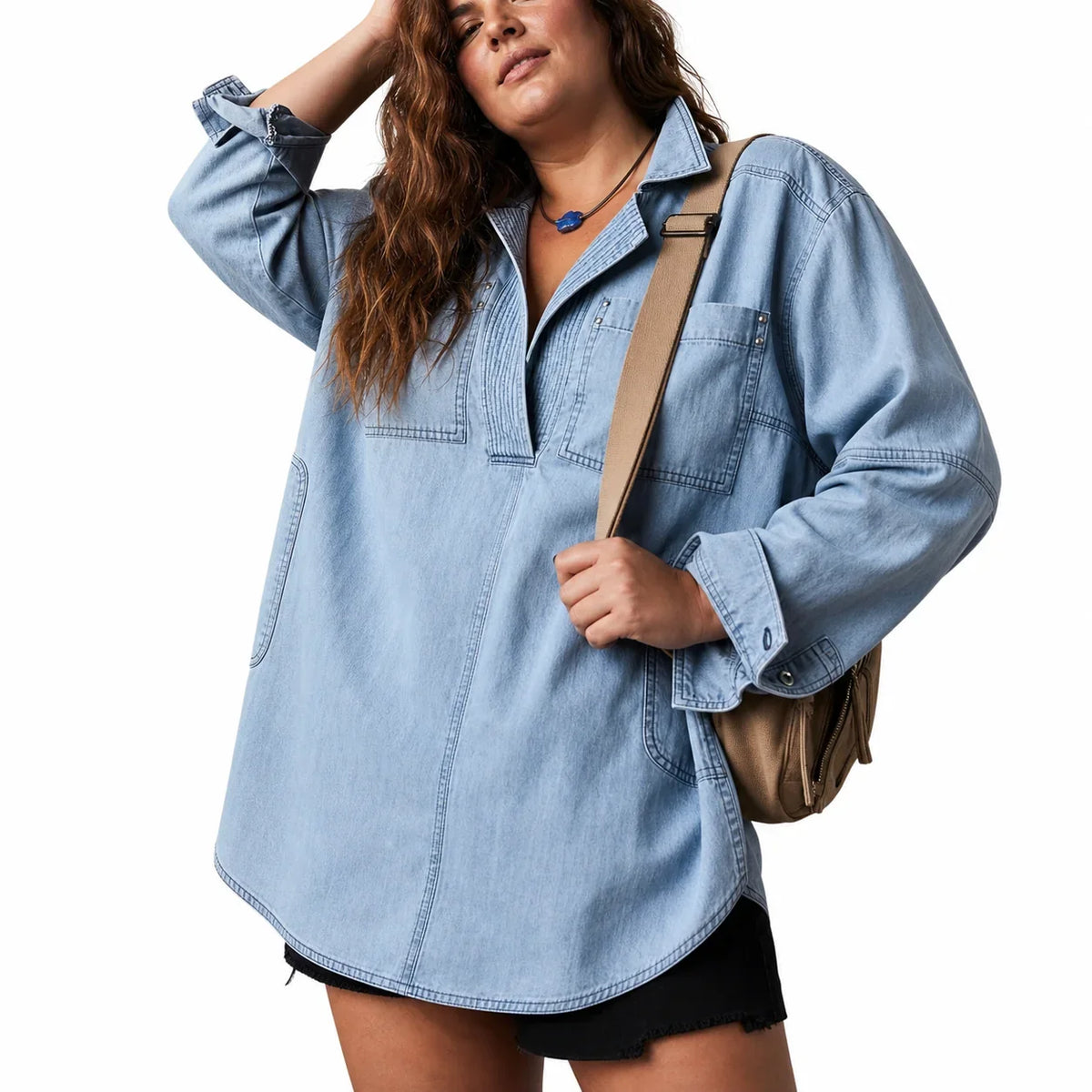 Tunica Donna in Jeans Scollo a V
