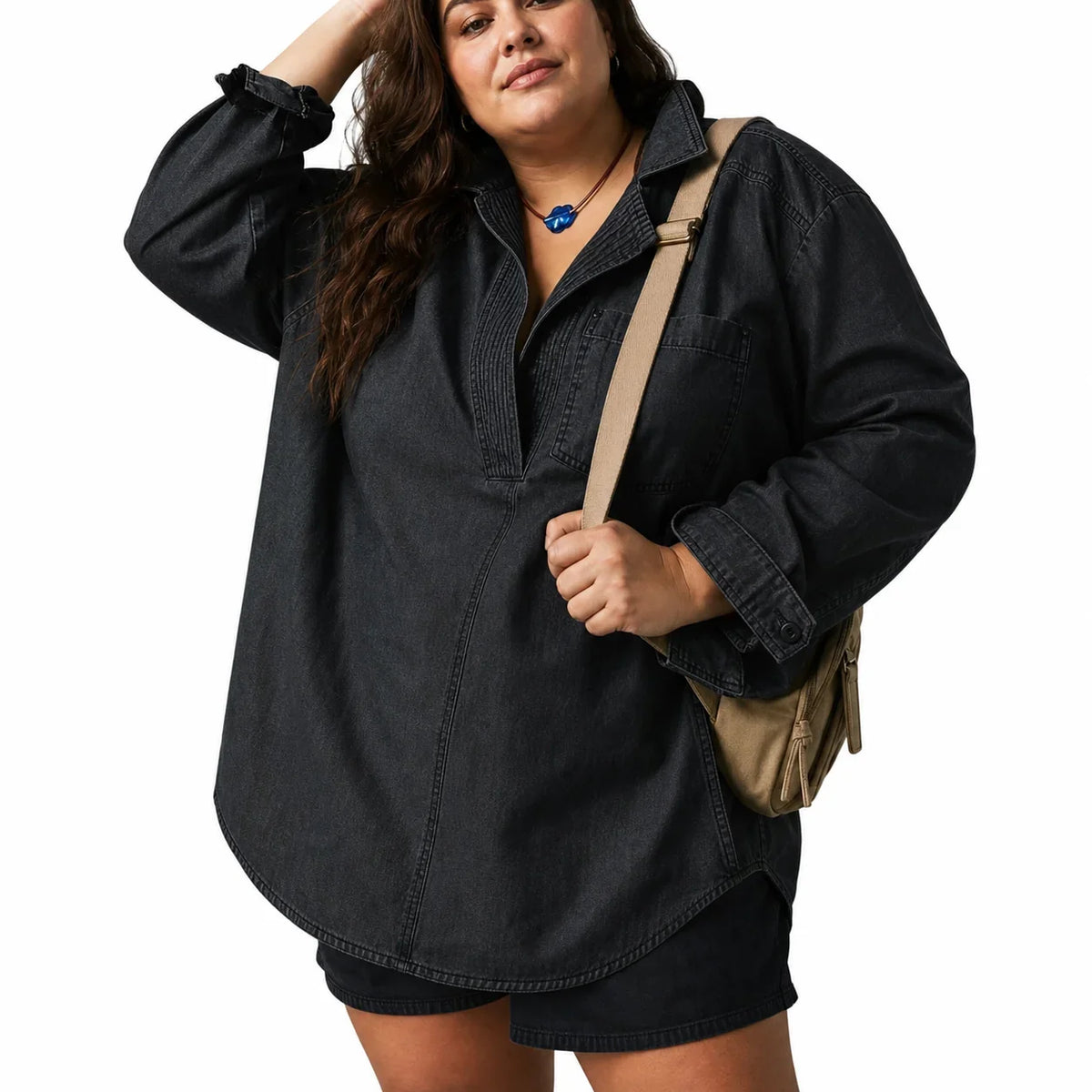 Tunica Donna in Jeans Scollo a V