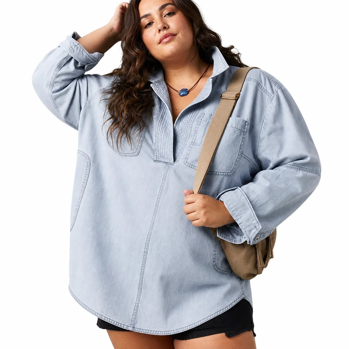 Tunica Donna in Jeans Scollo a V