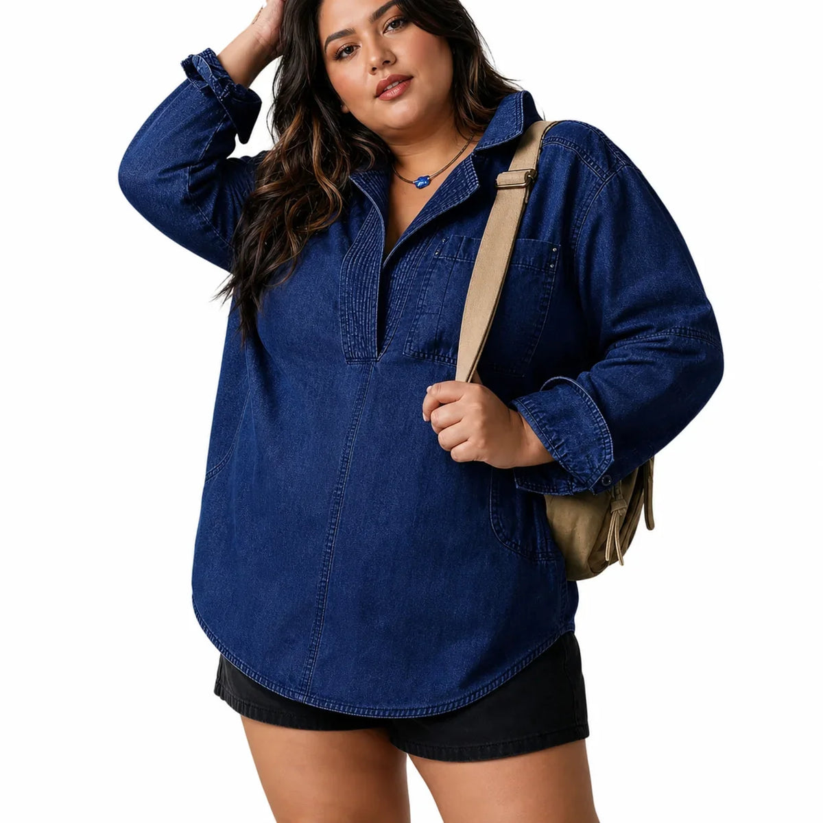 Tunica Donna in Jeans Scollo a V