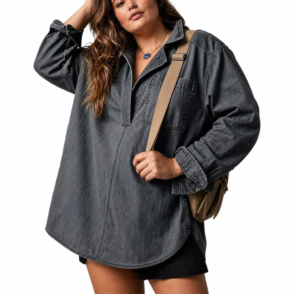 Tunica Donna in Jeans Scollo a V