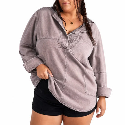 Tunica Donna in Jeans Scollo a V