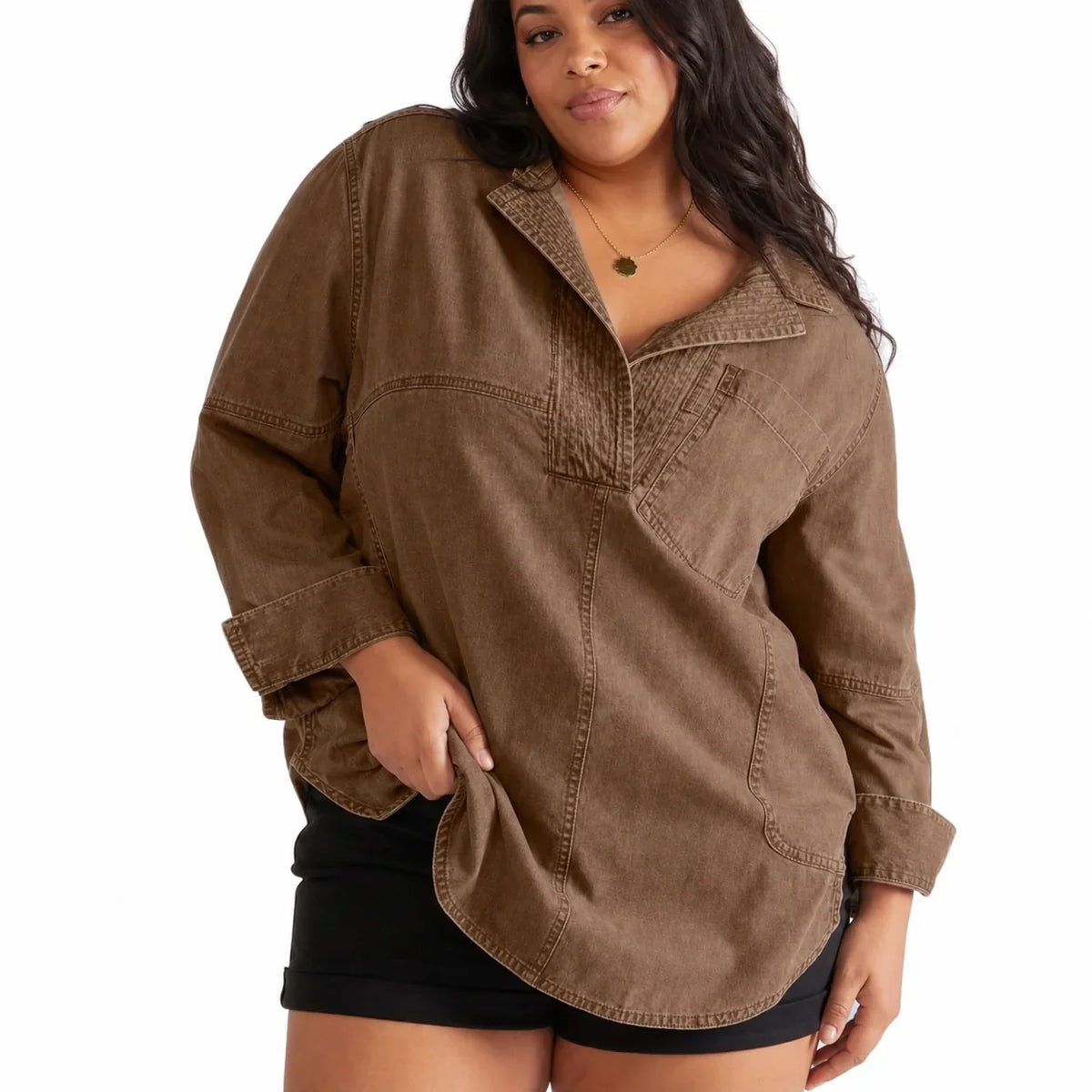 Tunica Donna in Jeans Scollo a V
