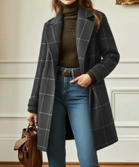 Cappotto Donna Misto Lana Tweed a Quadri