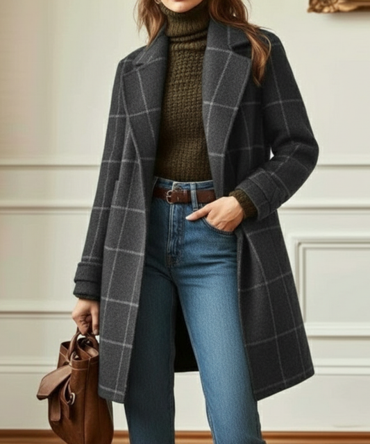 Cappotto Donna Misto Lana Tweed a Quadri