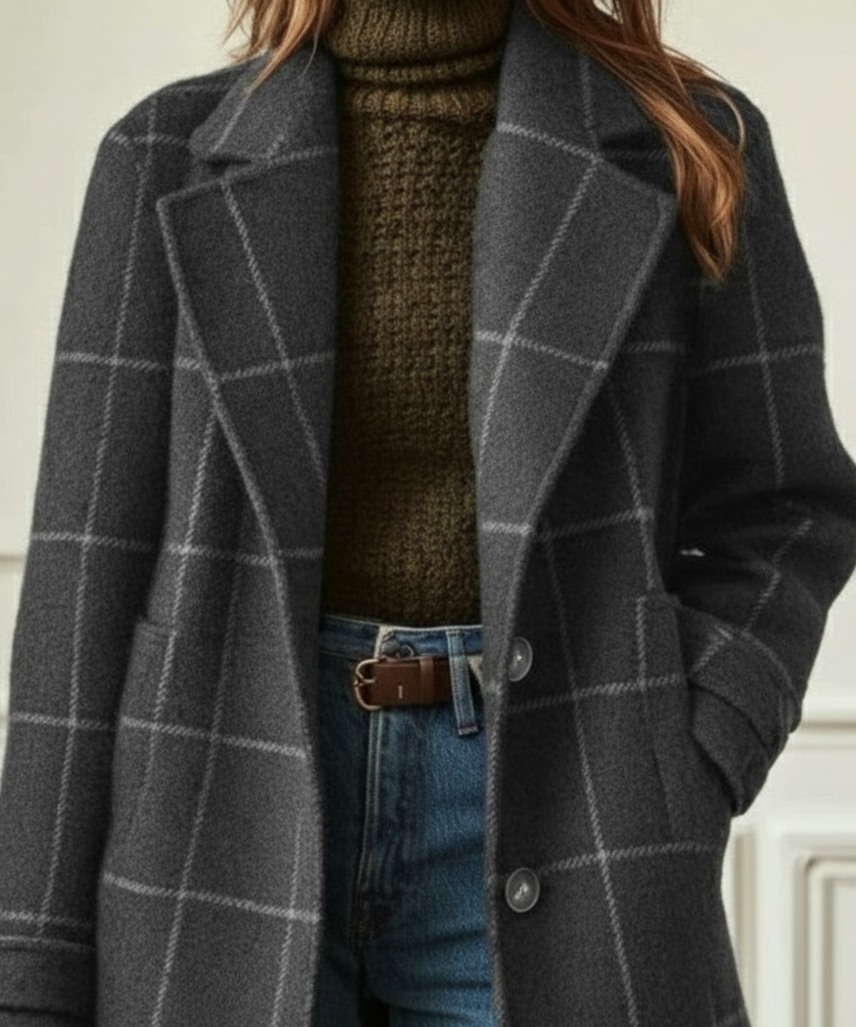 Cappotto Donna Misto Lana Tweed a Quadri