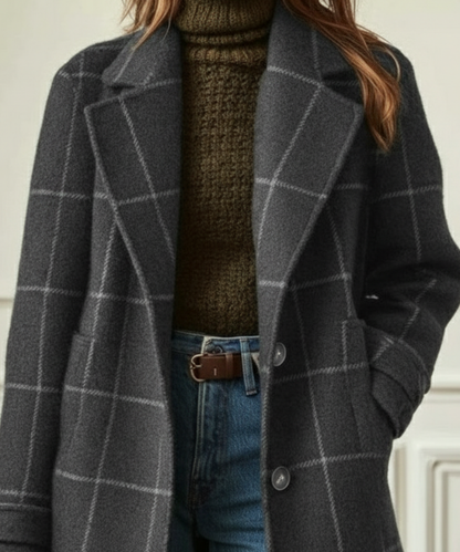 Cappotto Donna Misto Lana Tweed a Quadri