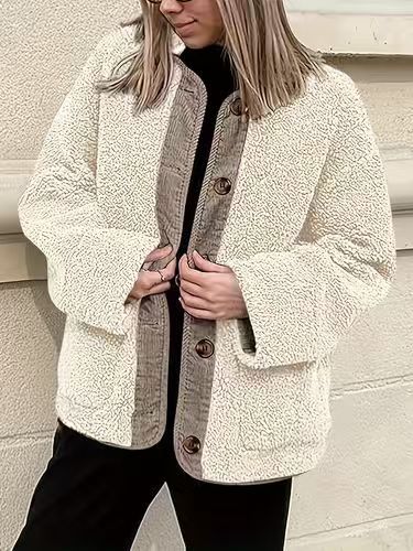 Giacca Teddy Donna Oversize con Bottoni