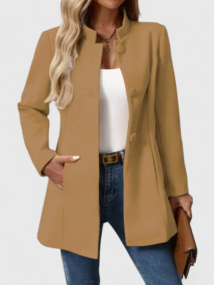 Giacca Donna Elegante Autunno Senza Colletto