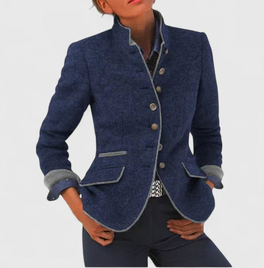 Cardigan Donna Elegante Collo Alto Manica Lunga