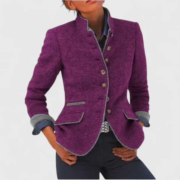 Cardigan Donna Elegante Collo Alto Manica Lunga