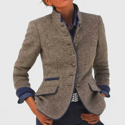 Cardigan Donna Elegante Collo Alto Manica Lunga