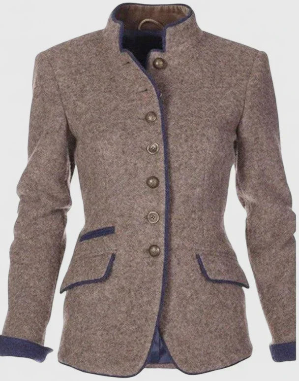 Cardigan Donna Elegante Collo Alto Manica Lunga