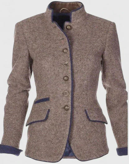 Cardigan Donna Elegante Collo Alto Manica Lunga