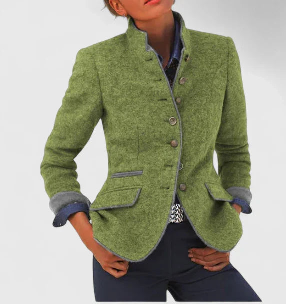 Cardigan Donna Elegante Collo Alto Manica Lunga