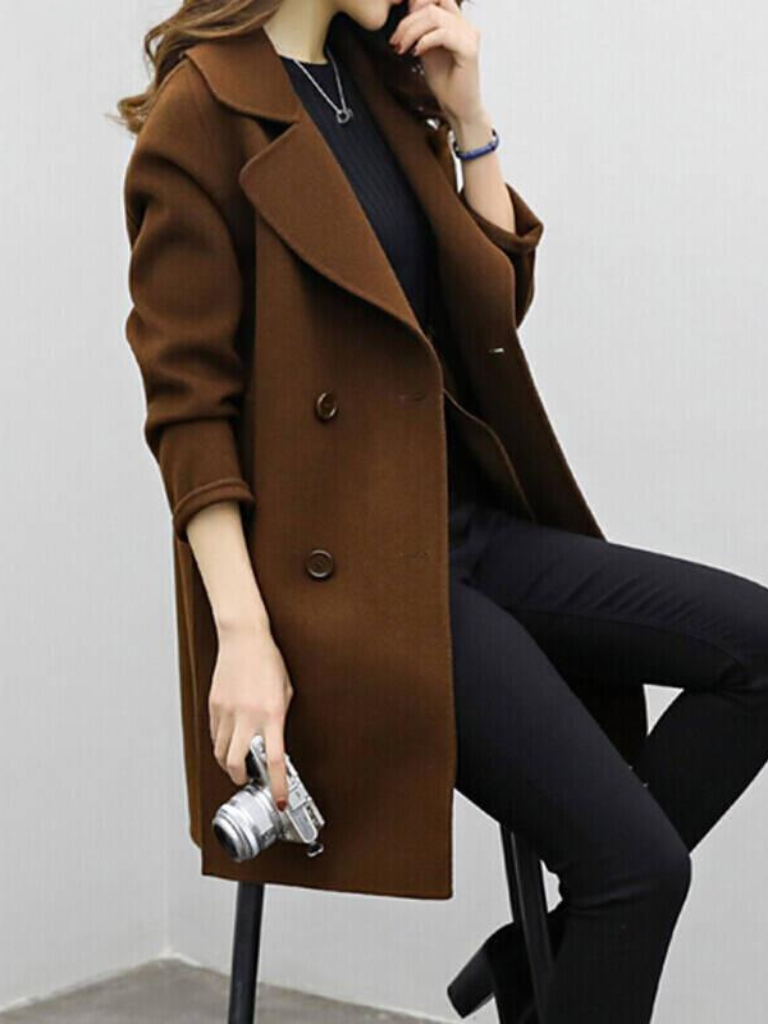 Cappotto Donna Elegante Lungo Doppiopetto Invernale