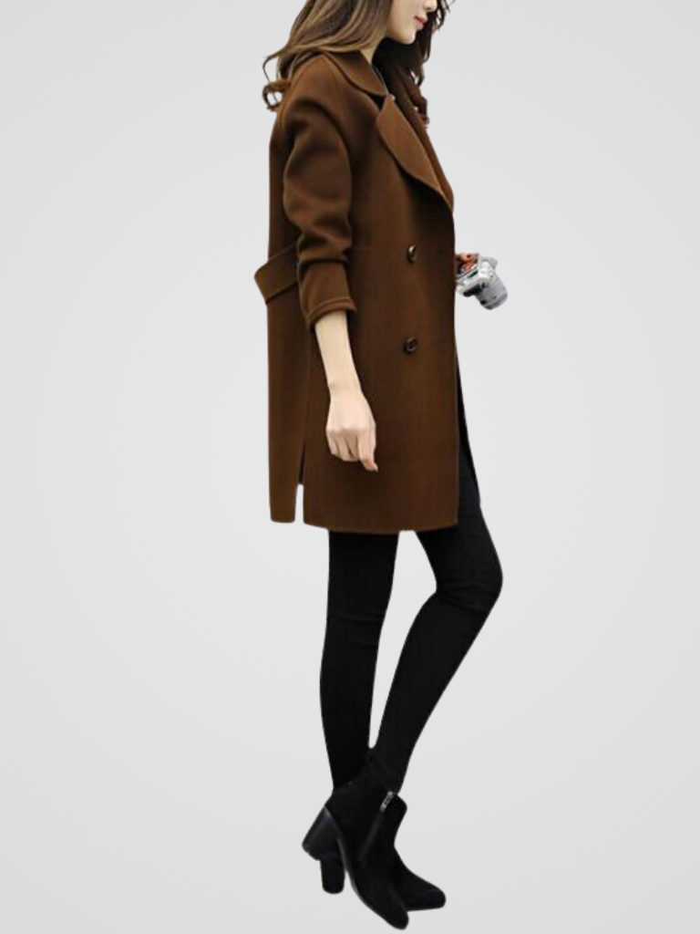 Cappotto Donna Elegante Lungo Doppiopetto Invernale