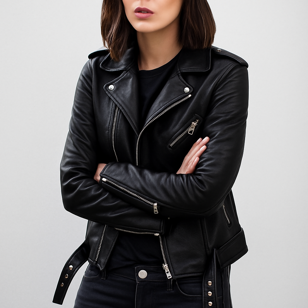 Giacca Biker Donna Slim con Zip