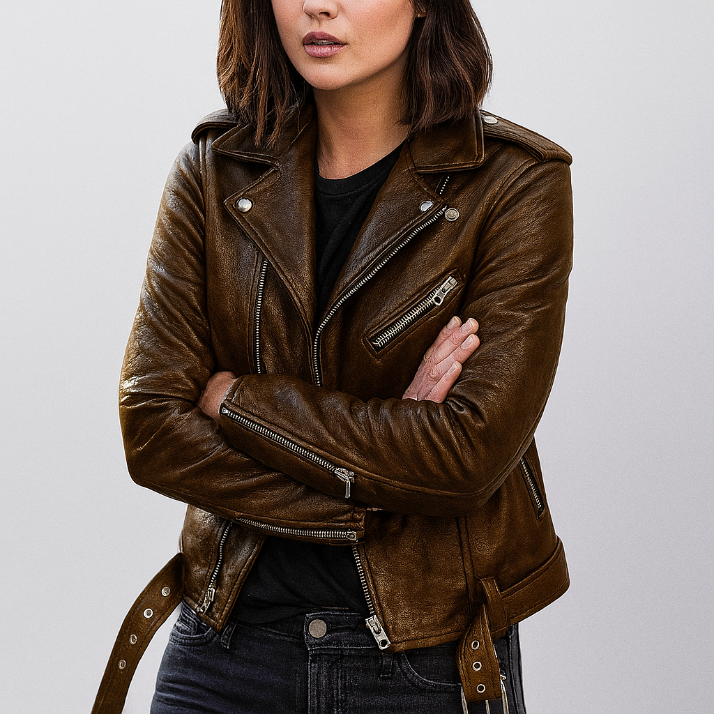 Giacca Biker Donna Slim con Zip