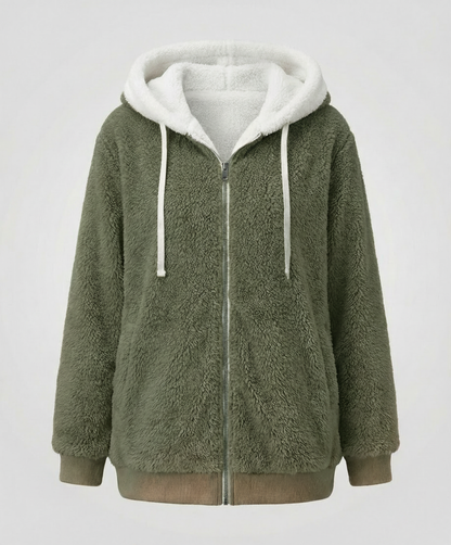 Giacca Sherpa Donna Zip Intera con Cappuccio