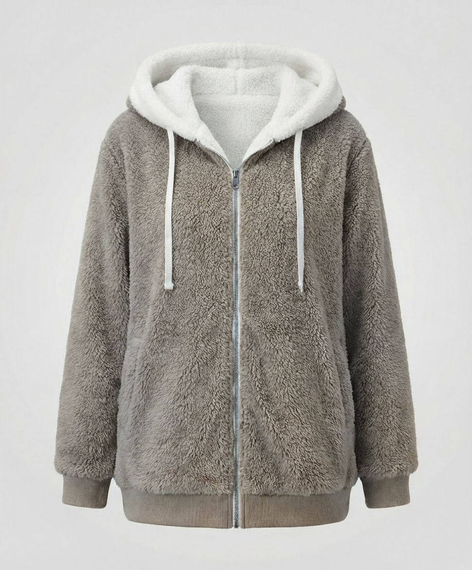 Giacca Sherpa Donna Zip Intera con Cappuccio