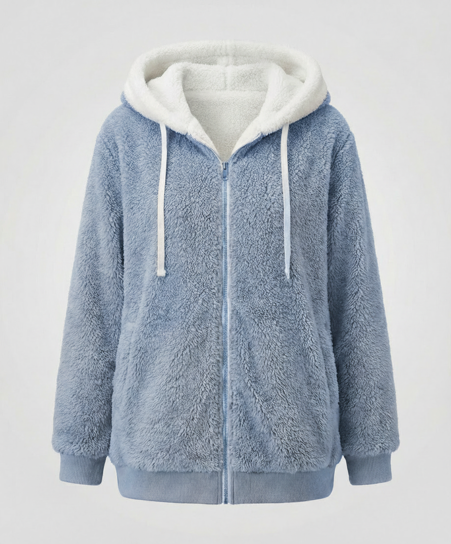 Giacca Sherpa Donna Zip Intera con Cappuccio