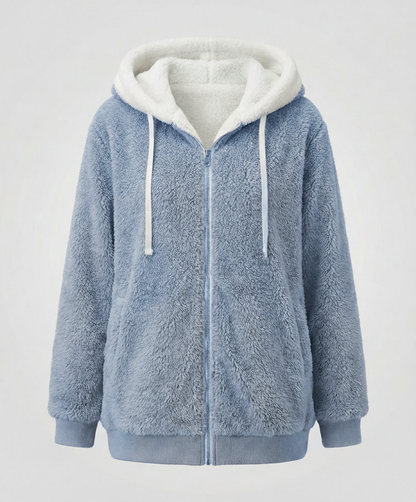 Giacca Sherpa Donna Zip Intera con Cappuccio