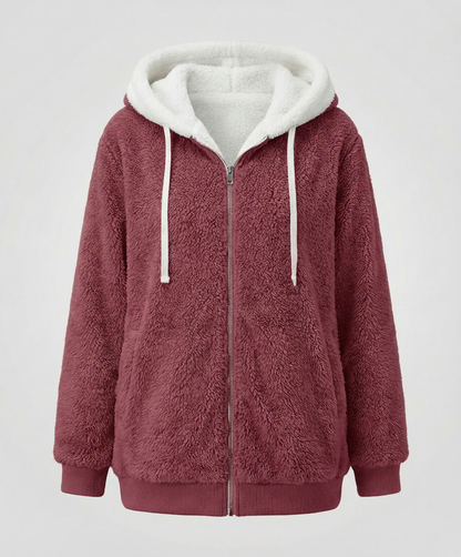 Giacca Sherpa Donna Zip Intera con Cappuccio