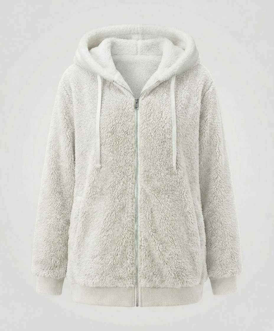 Giacca Sherpa Donna Zip Intera con Cappuccio
