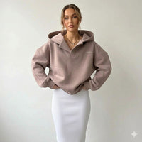 Felpa Donna Oversize Nera con Cappuccio Casual